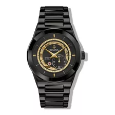 Reloj Bulova Modern Millennia 98a291 Hombre Original E-watch Color De La Correa Negro Color Del Bisel Negro Color Del Fondo Dorado