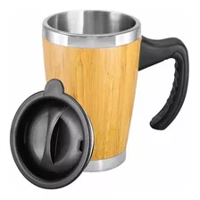 Mug De Bamboo Con Asa Plástica De Acero Inoxidable