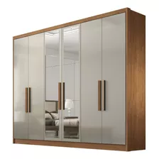 Guarda Roupa Mdf 6 Portas 8 Gavetas Com Espelho Cumaru Fendi