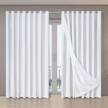 Cortina Tecido Blecaute Com Voil Gaze De Linho 5,6 M X 2,7 M Cor Branco