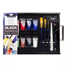 Estojo De Pintura Acrilica Royal Black Series C/18 Pçs Cor Variadas