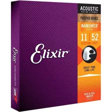 Elixir Phosphor Bronze Cuerdas Para Acústica Nanoweb 11-52