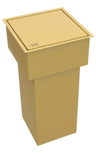 Lixeira Quadrada Dourada 10l P/ Bancada Tampa Click Dourado