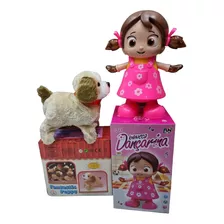 Kit Brinquedo Cachorro Pula Cambalhota + Boneca Dance Girl