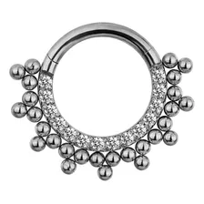 Piercing Click Argola Titanio Indiano Com Zirconia Bolinha