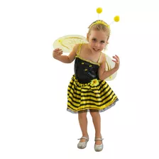 Fantasia Abelhinha Infantil Vestido Amarelo Com Asas E Tiara