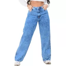 Calça Wide Leg Jeans Pantalona Destroyed Rasgado Lançamen Nf