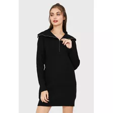 Sweater Vestido Cuello Con Cierre Negro Nicopoly