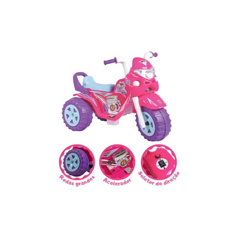 Moto Eletrica Infantil Gp Raptor Super Girl Rosa 6v