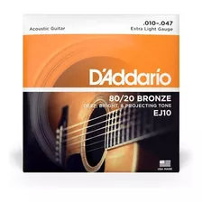 Daddario Ej10 Juego De Cuerdas Bronce Para Guitarra Acústica