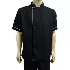 Jaqueta Chef Mangas Curtas Bordado Roupa Cozinheiro