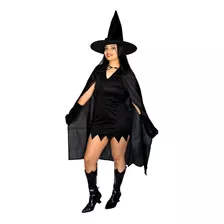 Capa Bruxa Com Chapéu Feltro E Luvas - Kit 3pçs Halloween