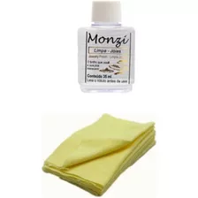 Kit Monzi Limpa Ouro Jóias 35ml + 1 Flanela Magica Limpeza 