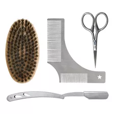 Kit De Herramientas De Afeitado Para Barba, 4 Piezas, Con Bo