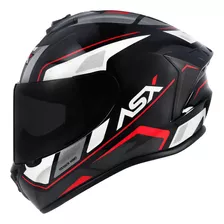 Capacete Asx Wind Brilho Preto/vermelho + Viseira Fumê Cor Preto Tamanho Do Capacete 60-l