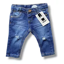 Calça Jean Destroyed Rasgada Infantil Bebê Skinny Menino