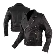 Motociclismo, Chaqueta De Cuero De Calidad Marlon Brando Cru