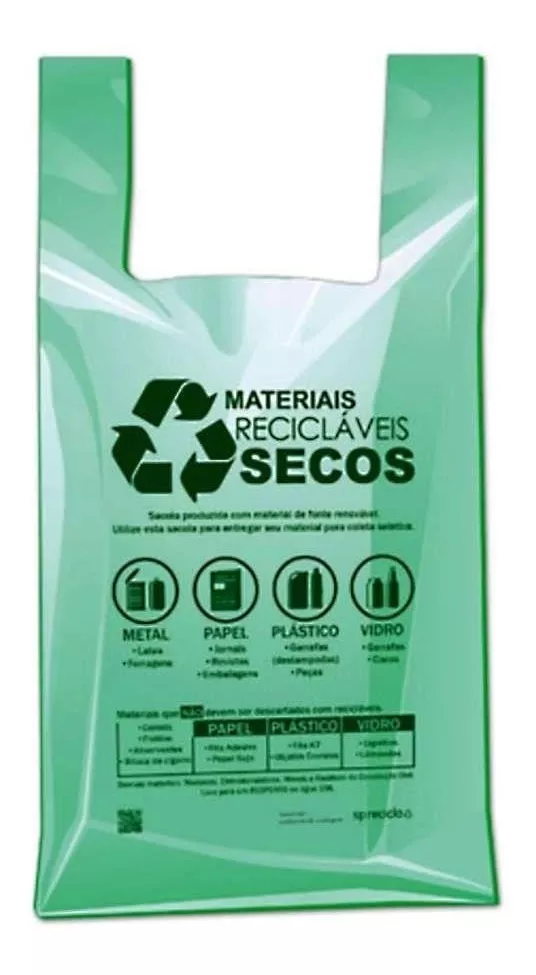 Sacolas Plástica Biodegradáveis 30x40 Verde C/ 1.000 Un
