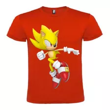 Polera Color Algodón 100% Niños Sonic Dorado