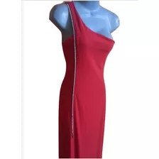 Vestido Largo De Fiest Rojo Talla Xs 1 Solo Hombro Us $50,00