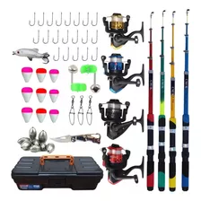 Kit Pesca Completo 4 Varas Com Molinete + Acessórios Atacado