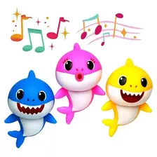 Kit 3 Baby Shark Musical Com Luz Rosa Amarelo Azul Top