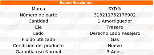 1- Amortiguador Gas Trasero Derecho Solara 2006/2008 Syd Foto 2