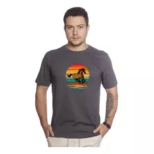 Camiseta Masculina Estampada Cavalo Manga Curta 100% Algodão