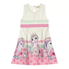 Vestido Festa Infantil Unicornio Em Crepe Toronto Nº 1 Ao 3 