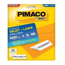 5 Unid. Etiqueta Ink-jet/laser 6080 Carta Pimaco C/10 Folhas