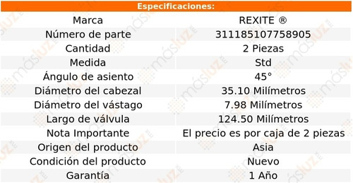 (2) Vlvulas Escape Std Nissan Maxima 6 Cil 3.0l 88/03 Foto 2