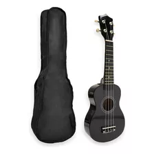 Ukelele De Madera Soprano Con Funda Manual Y Lecciones Color Negro