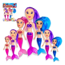 Kit 9 Boneca Sereia Brinquedo Menina Cauda Articulada