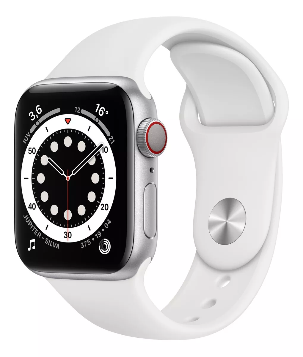Apple Watch  Series 6 (gps+cellular) - Caixa De Alumínio Prateado De 40 Mm - Pulseira Esportiva Branco
