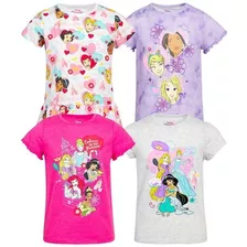 Set Playeras Niña Disney Princesas 4 Pack Original Camiseta