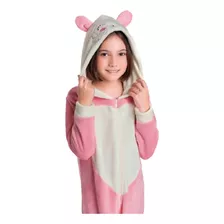 Macacão Kigurumi Infantil Pijama Fleece Capuz Menino Menina