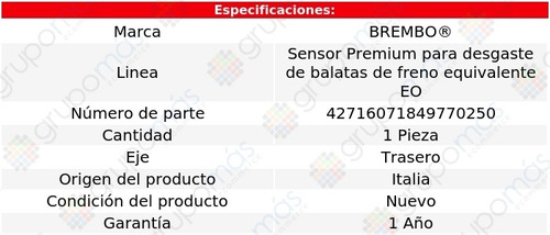 Sensor Para Balatas Trasera Mercedes-benz Maybach S550 2017 Foto 2