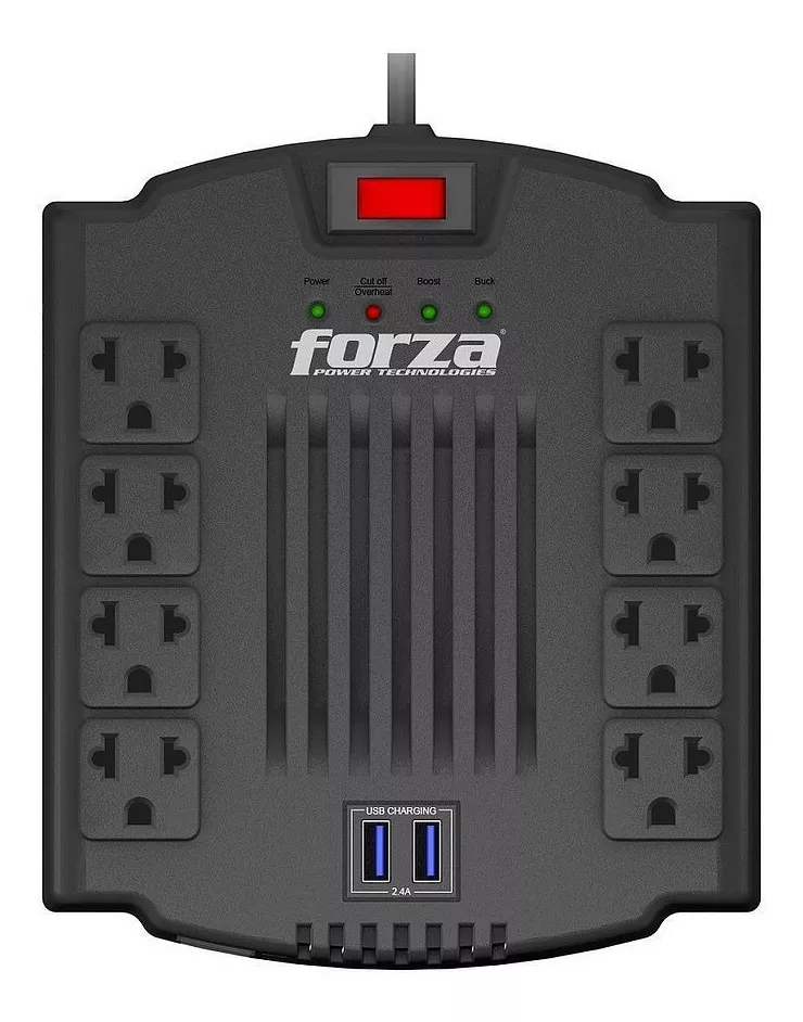 Regulador De Voltaje Forza 1200va/600w 8 Tomas + 2 Usb