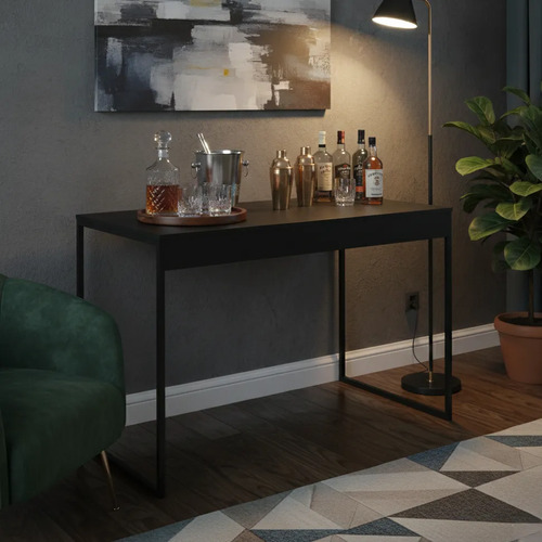 Mesa Alta Madeira Maciça Retangular 90x60cm Multiuso Preto