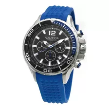 Reloj Nautica Napnstf05 Para Hombre Malla Azul Bisel Negro/azul Fondo Negro