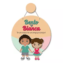 Placa Mdf Infantil + Pendurador 52 - Irmãos