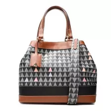 Bolsa Bucket Bag Schutz Neo Emma Design Triangle Preta Com Alça De Ombro Marrom Alças De Cor Marrom