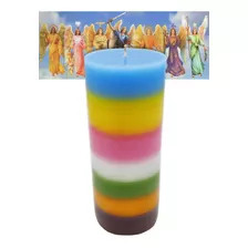 Cirio Vela De 7 Colores Para Oración A Los 7 Arcángeles