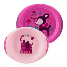 Chicco Set De Platos Para Bebe 12m+ Antideslizante Color Rosa