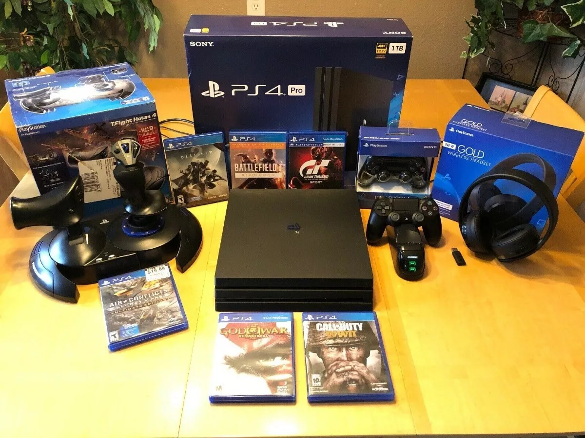 Ps4 Slim Console 1tb Mega Pack + 4 Games + 2 Controller
