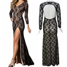 Maxivestido Encaje Espalda Descubierta Moda Asiática