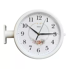 Relógio De Parede Dupla Face Estação Floreal 25,5cm Top