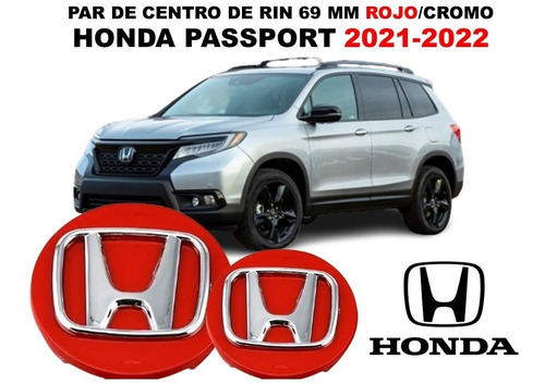 Par De Centros De Rin Honda Passport 19-20 Rojo/cromo 69 Mm Foto 2