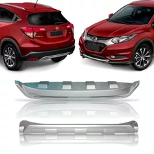 Kit Aplique Bumper Spoiler Honda Hr-v Prata Detalhe Cromado