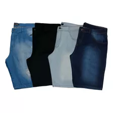 Kit 4 Bermuda Jeans Masculina Lycra Plus Size 48 Ao 58